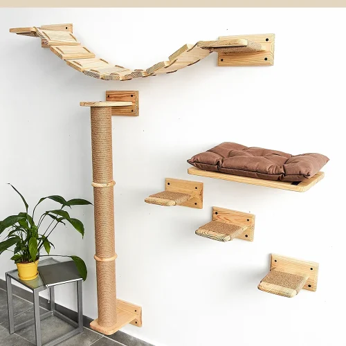 Cat Tree Wall Mounted Climbing Wood Shelves