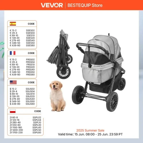SucceBuy Pet Stroller Carrier Dog Cat Strollers
